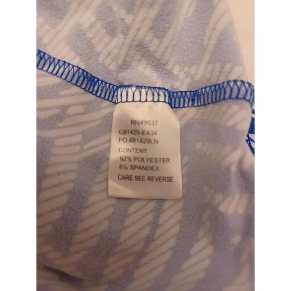 TAIL Golf Top Womens Sz M Blue Leafy Floral Long Sleeve 1/4 Zip Stretch Active - Picture 9 of 10